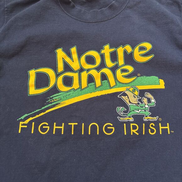 Vintage 2020 Sport 90s University Of Notre Dame Fightin Irish Blue M Shirt - Picture 4 of 7